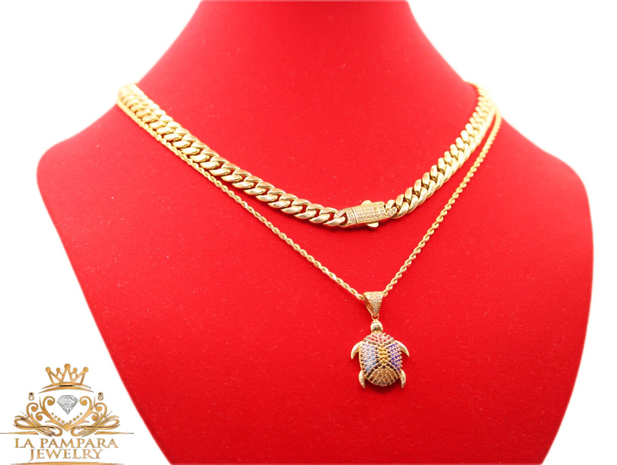 Italo choke rope chain set 14k real gold