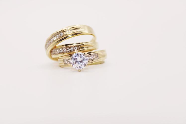 Wedding Ring Trio set 14K