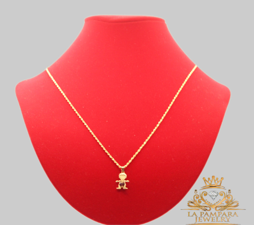 Rope chain kid pendant red 14k gold