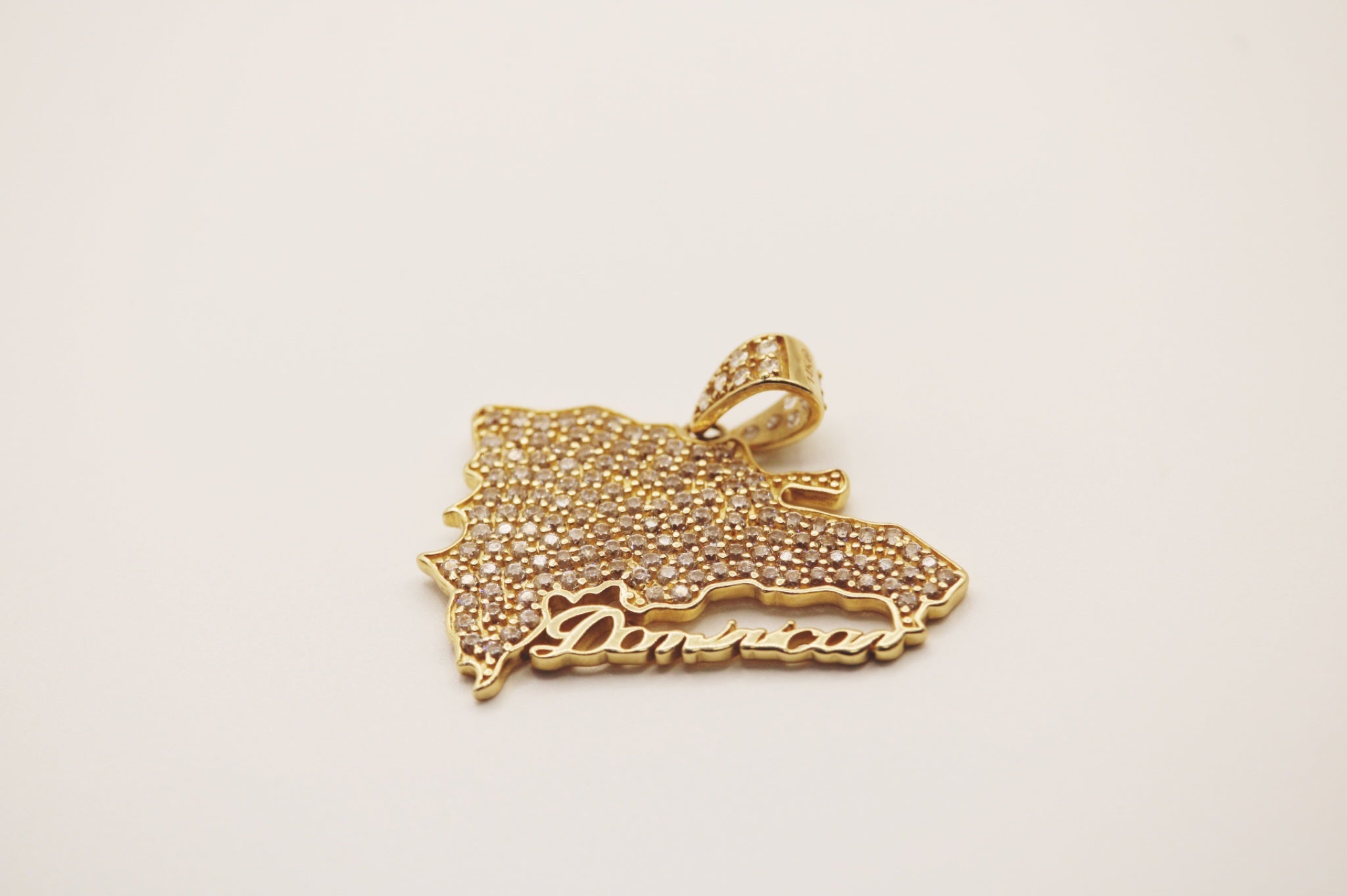 Dominican map pendant  Full CZ14k
