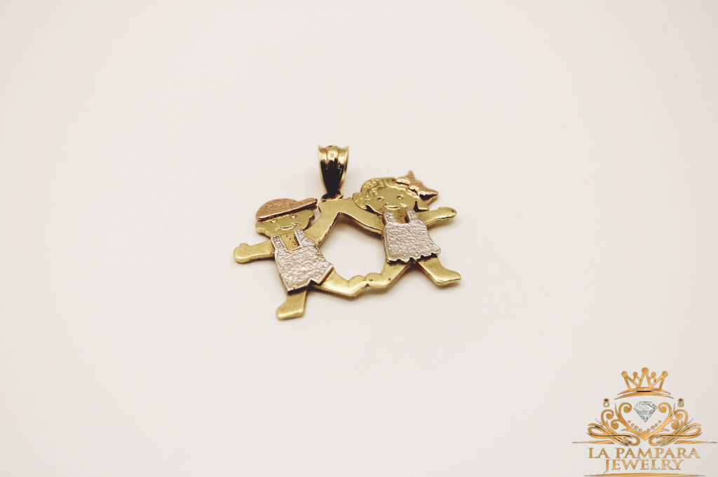 two  girl pendant 14k