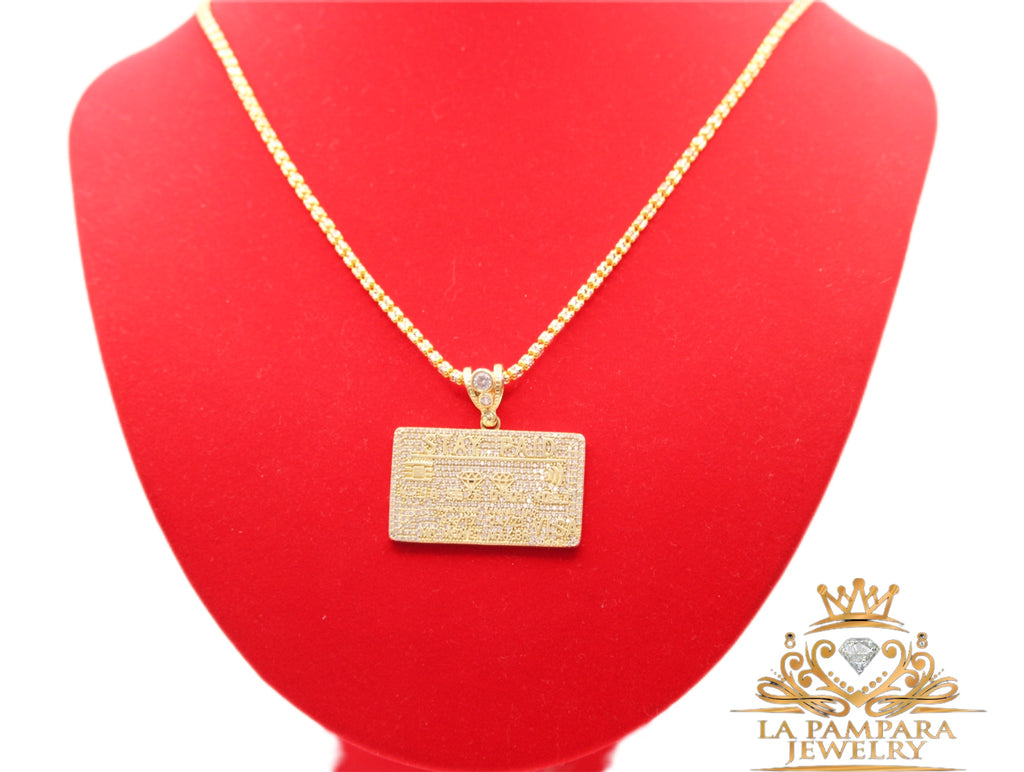 Moon ice chain card pendant 14k real gold