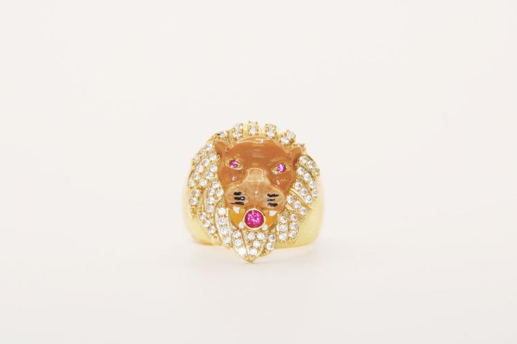 Lion Face Ring 14k