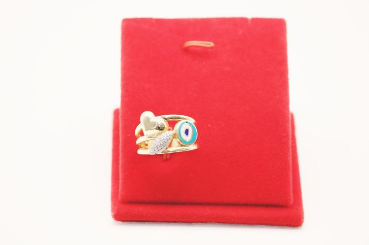 heart   evil eyes ring 14k