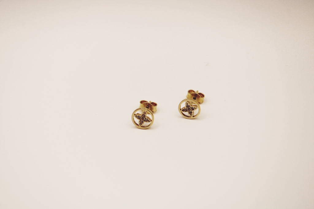 Star round Earring 14k