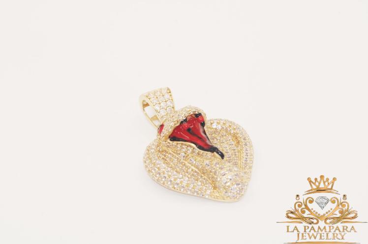 Red snake pendant 14k