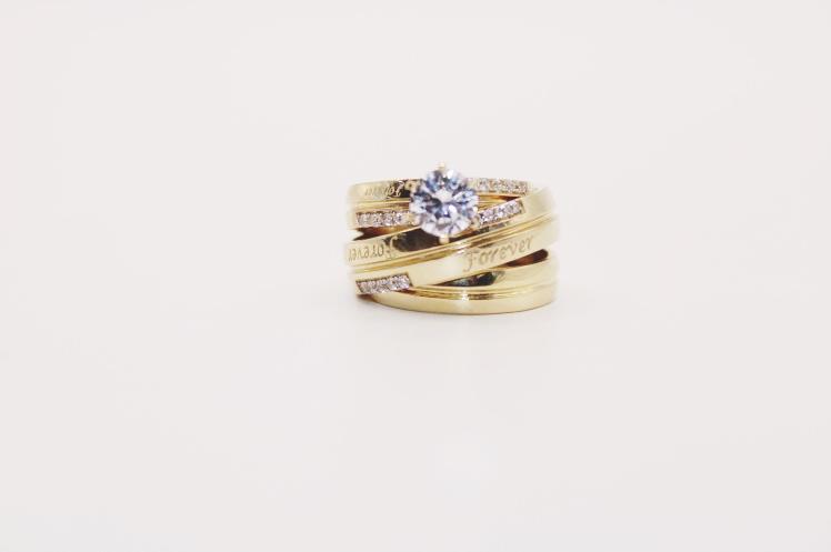 Wedding Ring Trio 14k forever engraved