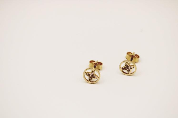 Star round Earring 14k