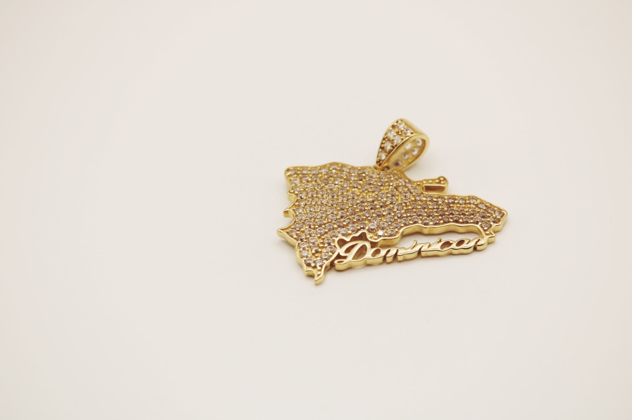 Dominican map pendant  Full CZ14k