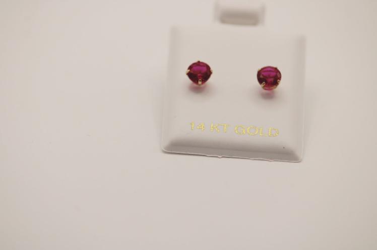 Red  Stud Earrings 14k