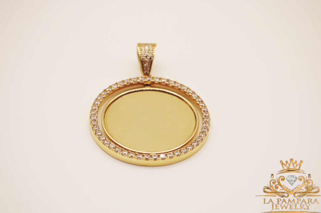 Double side photo Pendant 14k