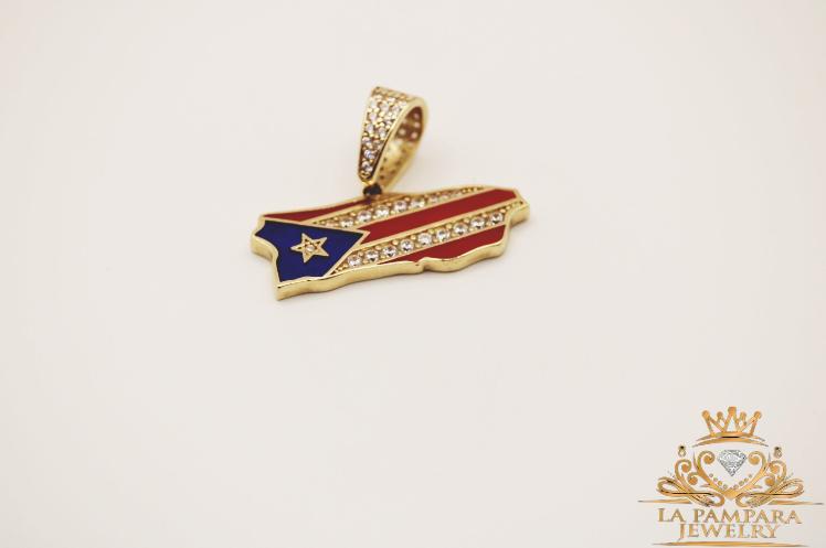 Puerto Rican flag pendant 14k