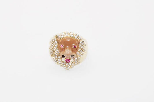 Lion Face Ring 14k