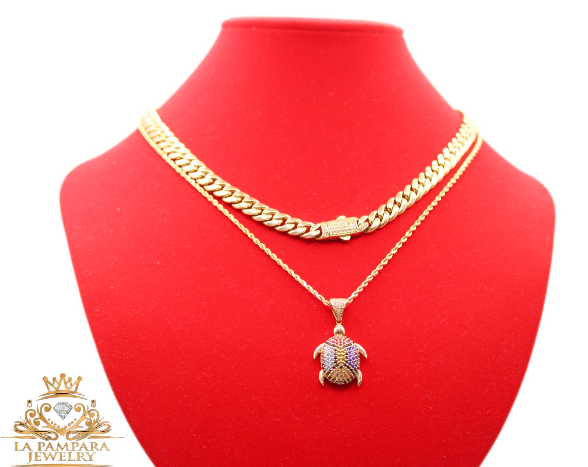 Italo choke rope chain set 14k real gold