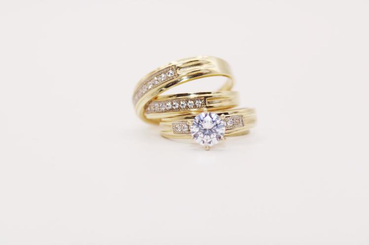 Wedding Ring Trio set 14K
