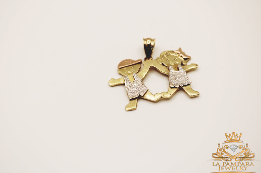 two  girl pendant 14k