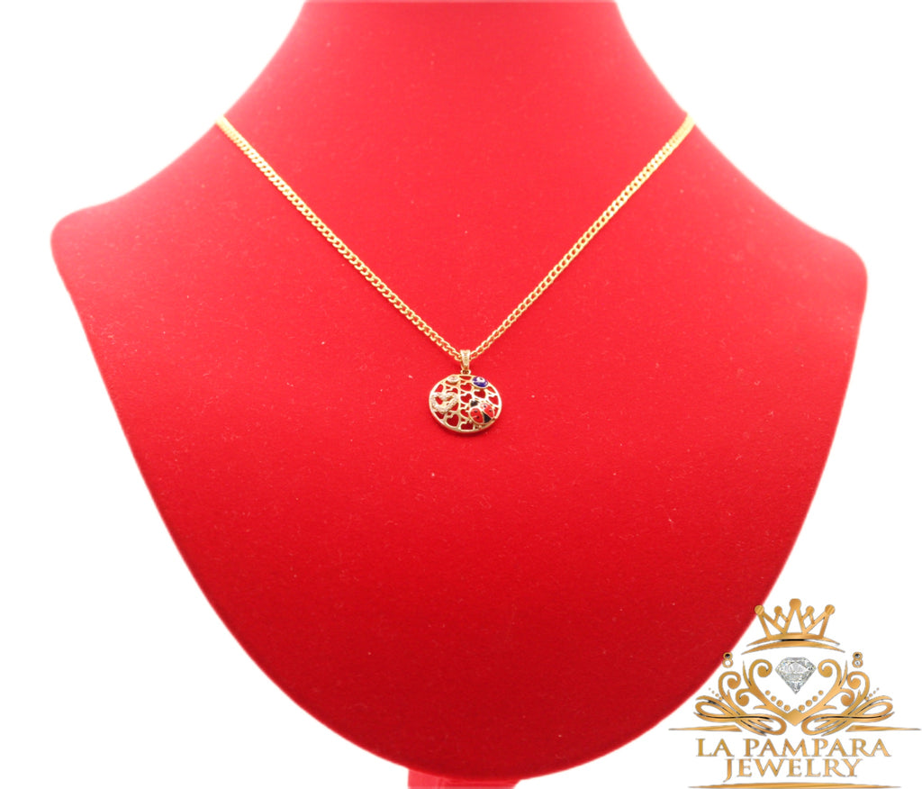 Small 14k cuban link chain colors pendant