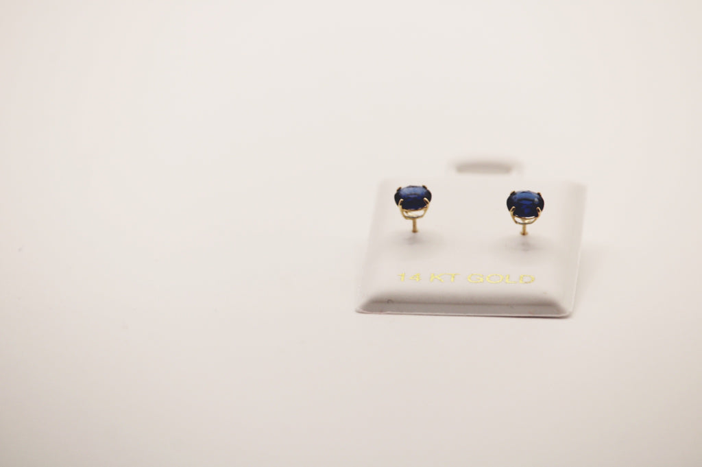 Blue Screw Back Stud Earrings 14k