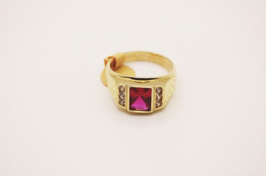 Red stone men ring 14k