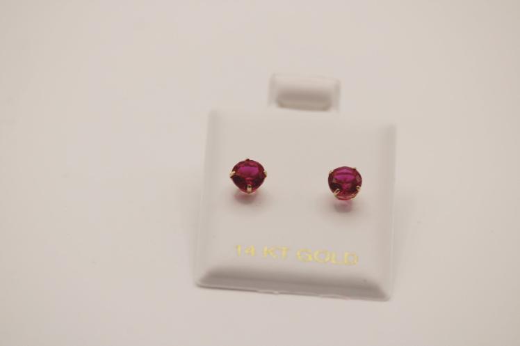 Red  Stud Earrings 14k