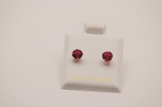 Red  Stud Earrings 14k