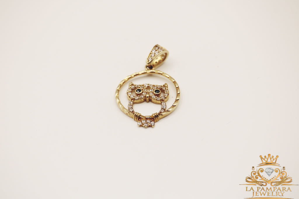 owl  small pendant 14k