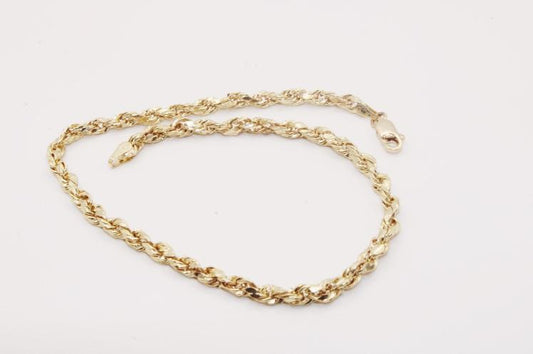 small Ankle Bracelet  Rope Link 14k