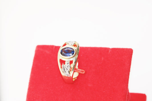 Blue stone men ring 14k