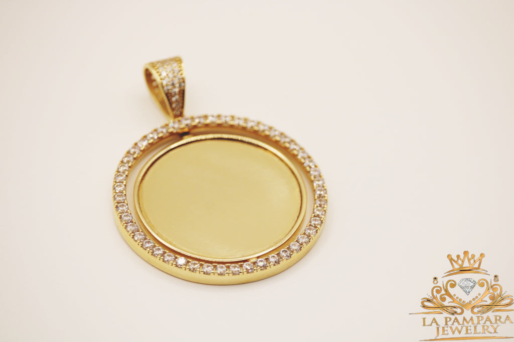 Double side photo Pendant 14k
