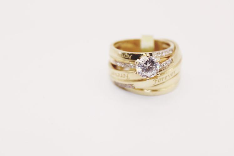 Wedding Ring Trio 14k forever engraved