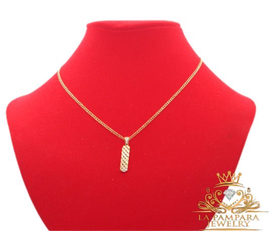 Cuban link chain pendant 14k real gold