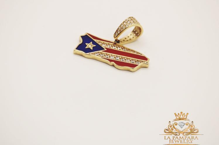 Puerto Rican flag pendant 14k