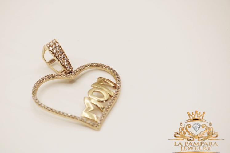 Mom Heart Pendant 14k