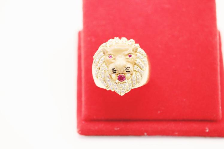 Lion Face Ring 14k