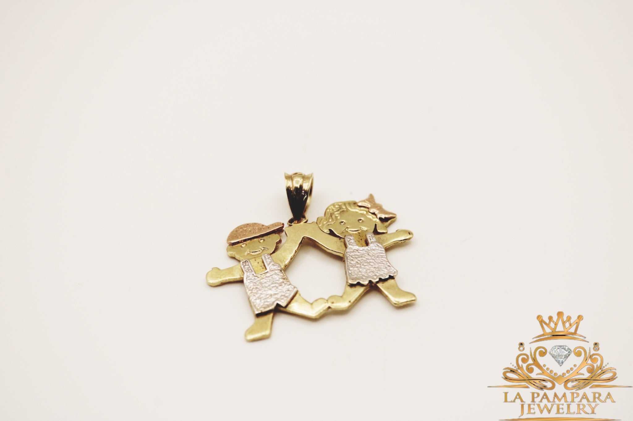 two  girl pendant 14k