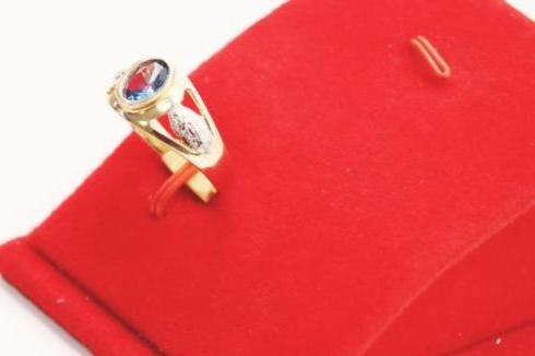 Virgen Blue stone men ring 14k