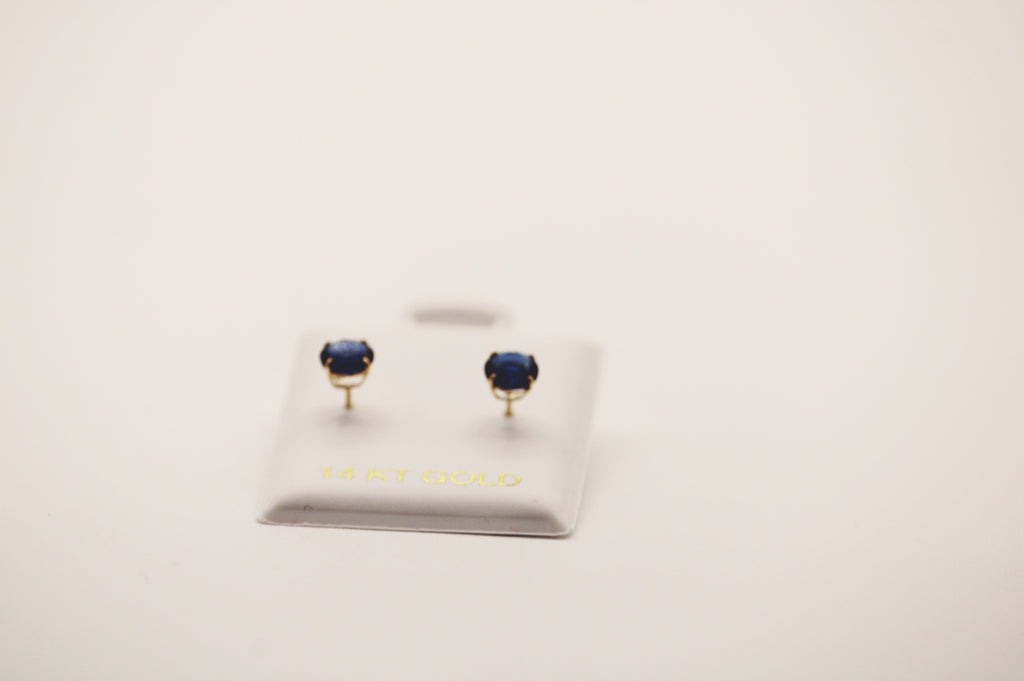 Blue Screw Back Stud Earrings 14k
