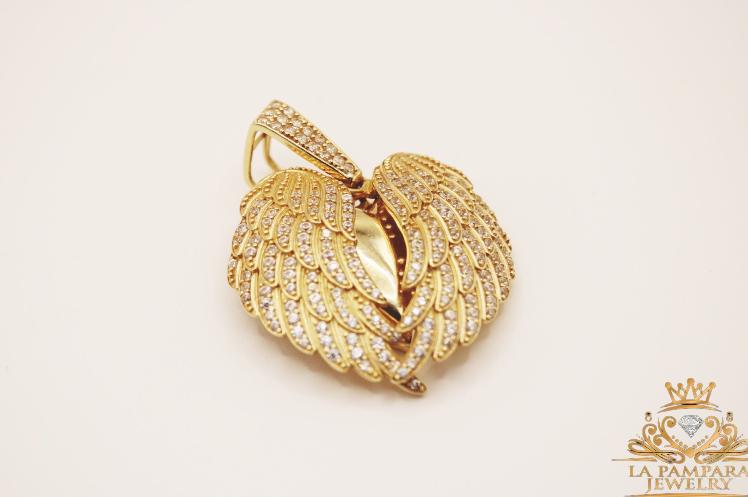Heart wings pendant 14k
