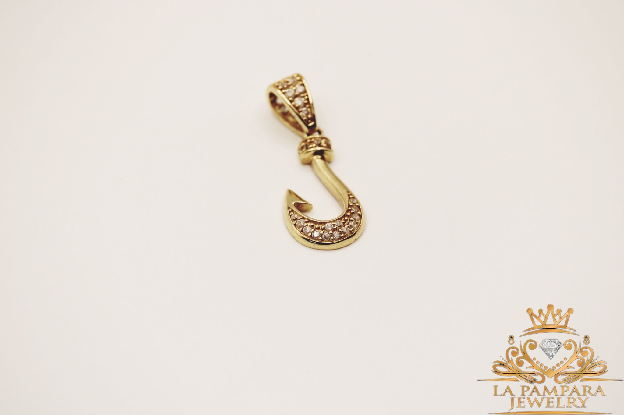 Fish hook pendant 14k