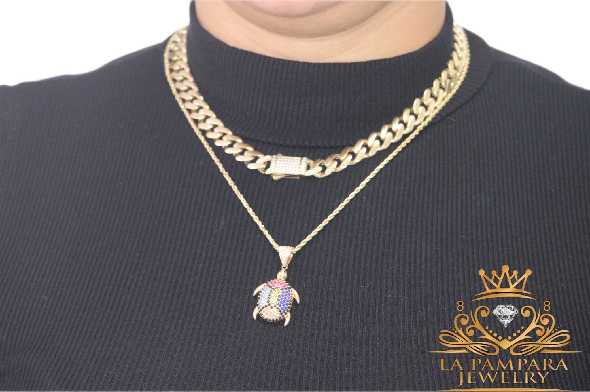 Italo choke rope chain set 14k real gold