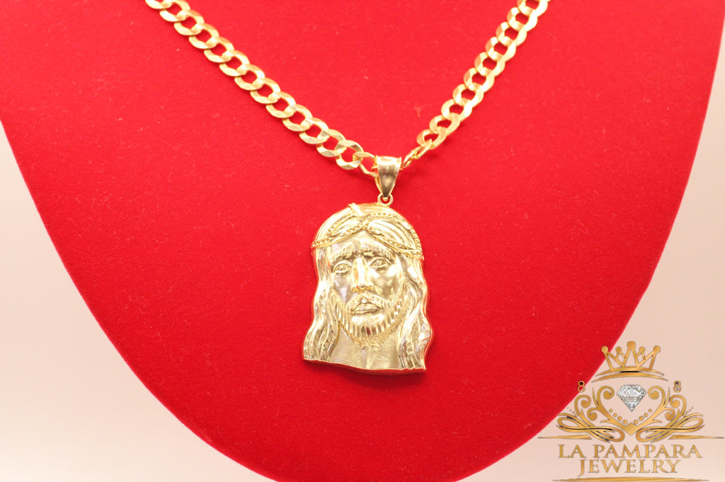 Cuban chain Jesus face 14k Real Gold