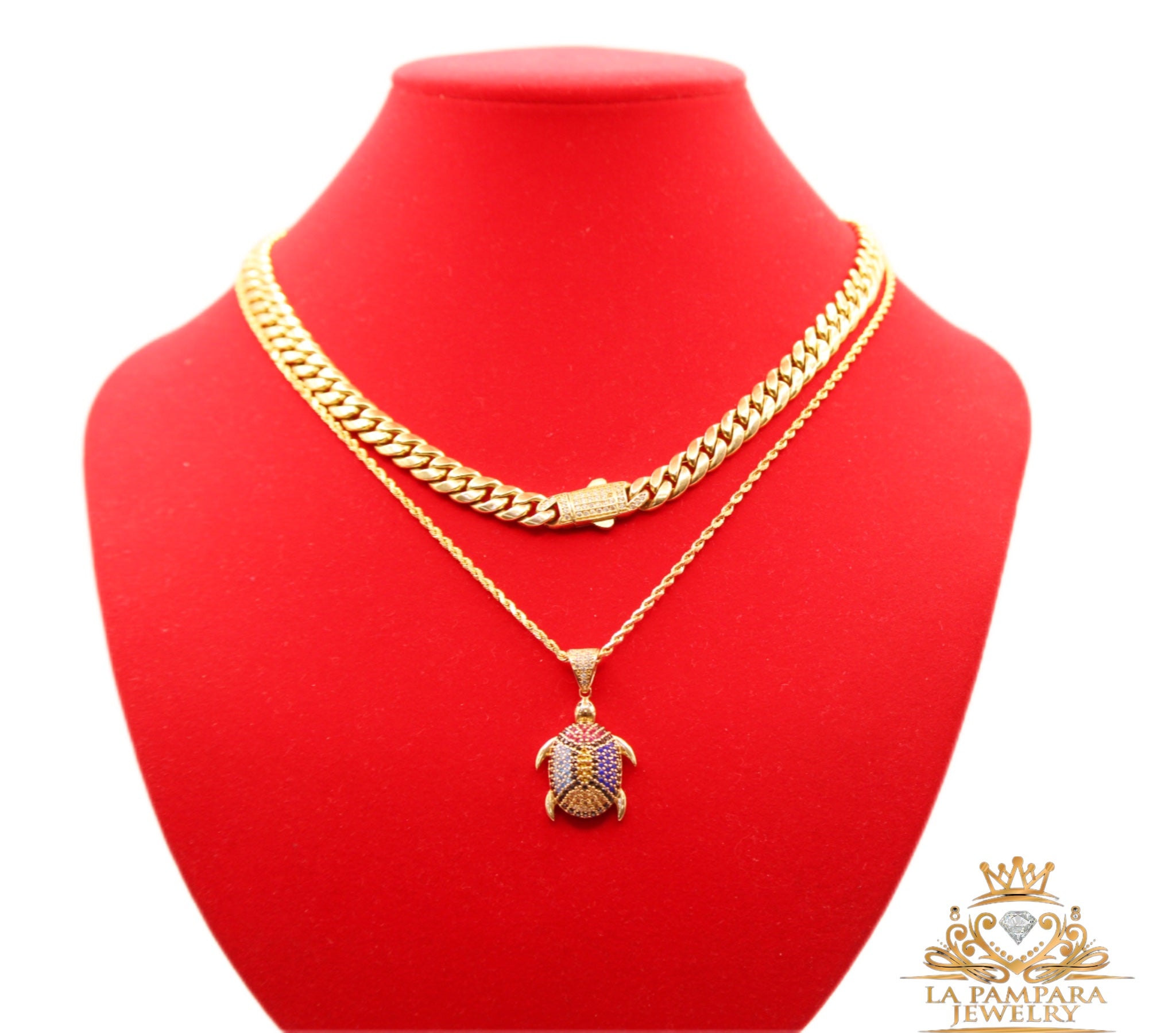 Italo choke rope chain set 14k real gold
