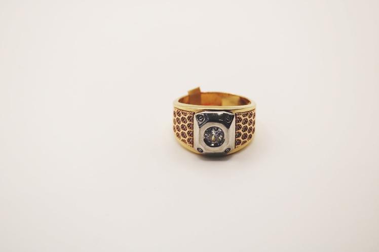 White and yellow gold men ring 14k