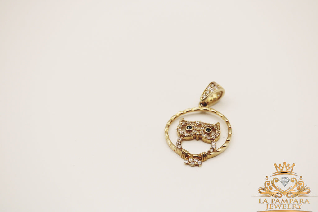 owl  small pendant 14k