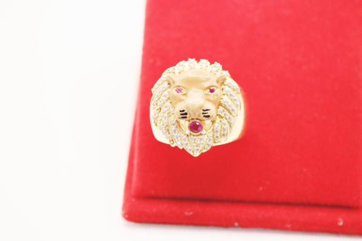Lion Face Ring 14k