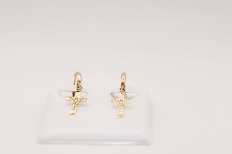 Hanging cross Jesus  hoops 14k