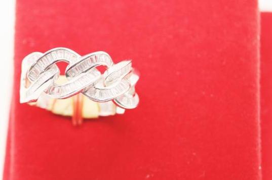 white Cuban link Men Ring 14k