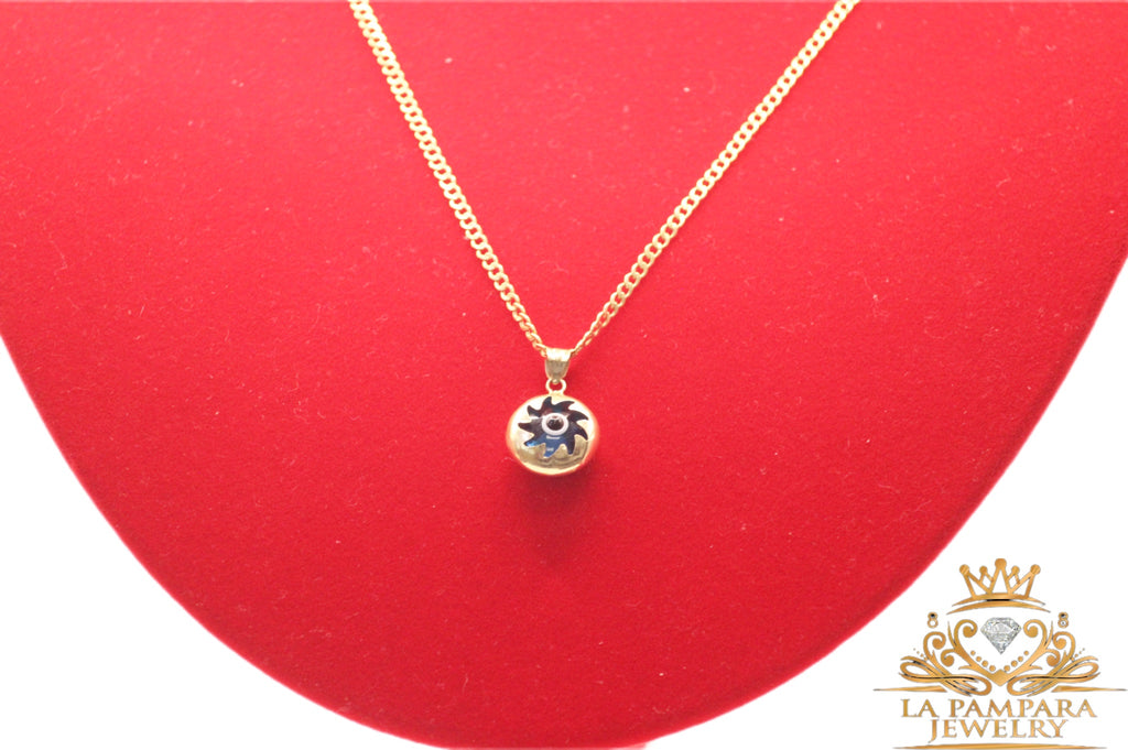 Evil eyes cuban chain small 14k gold