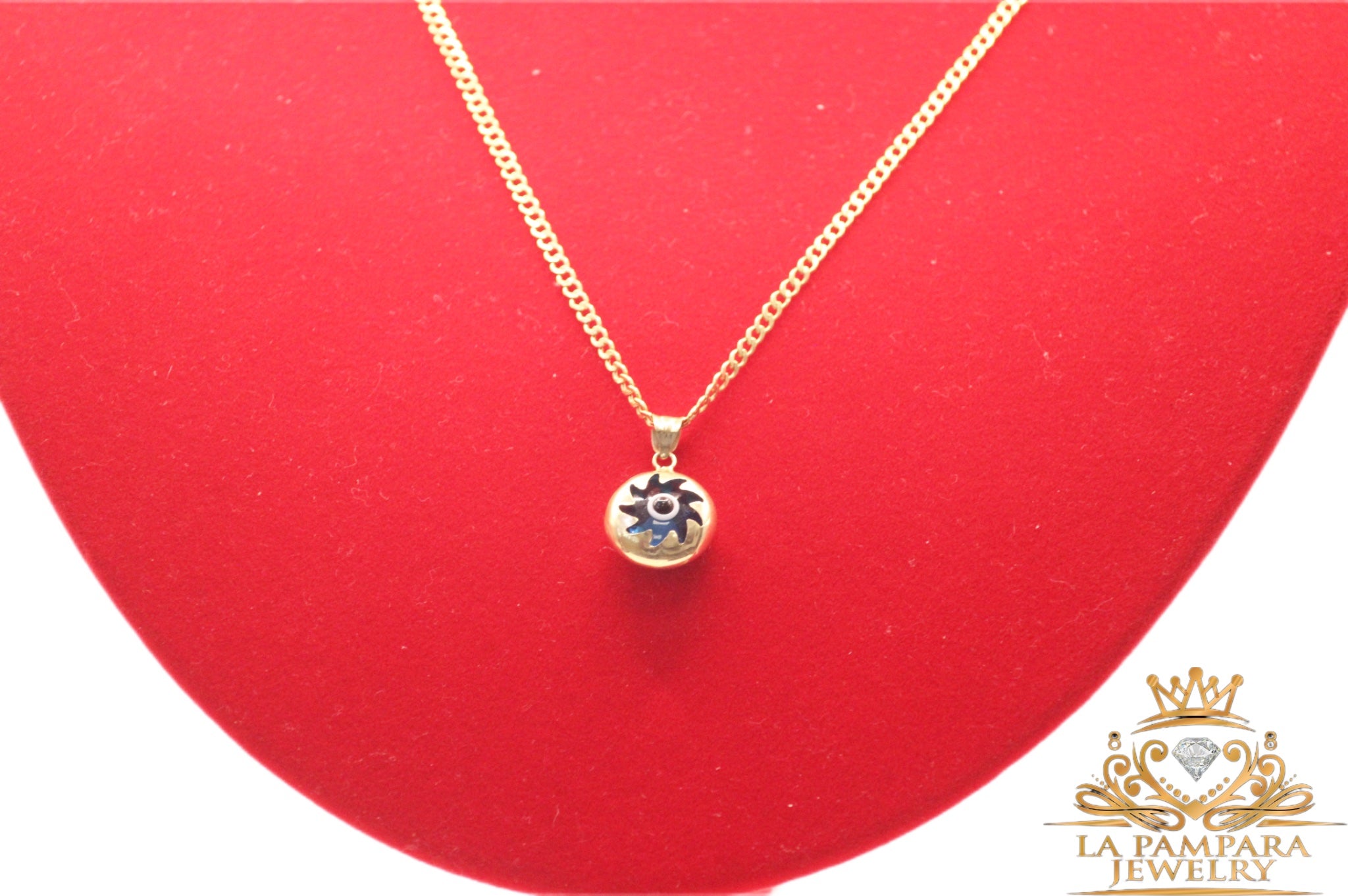 Evil eyes cuban chain small 14k gold