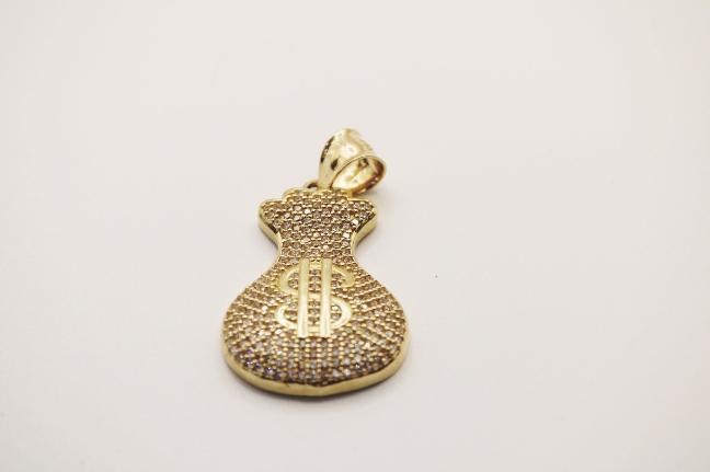 Money bag pendant 14k